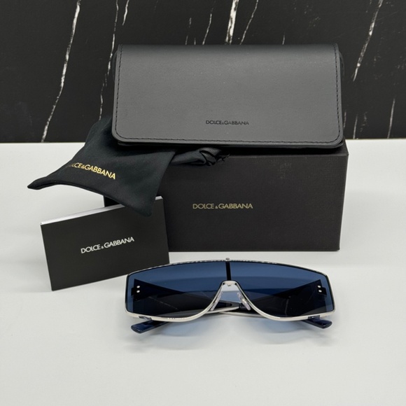 NEW DG2305 05/80 DOLCE&GABBANA SILVER BLUE OVERSIZED WOMEN SUNGLASSES - Picture 10 of 10